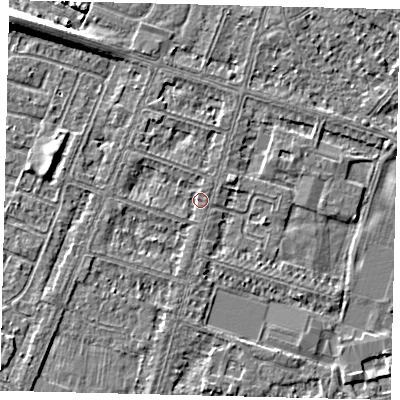 Shaded relief map of the ground around HU80JN, computed from Environment Agency LiDAR. The ground here sits at about 2 m above sea level and falls 8 m across the surrounding 800 m. Surface water reaching this point runs off ground lying to the north-west, 0.9 m higher.