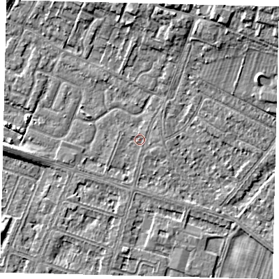 Shaded relief map of the ground around HU80JP, computed from Environment Agency LiDAR. The ground here sits at about 2 m above sea level and falls 8 m across the surrounding 800 m. Surface water reaching this point runs off ground lying to the east-north-east, 0.9 m higher.