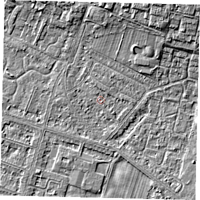 Shaded relief map of the ground around HU80NG, computed from Environment Agency LiDAR. The ground here sits at about 2 m above sea level and falls 9 m across the surrounding 800 m. Surface water reaching this point runs off ground lying to the north-north-east, 7.5 m higher.
