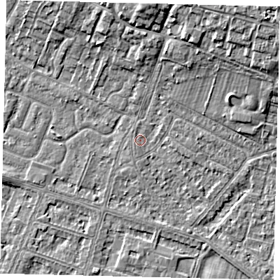 Shaded relief map of the ground around HU80NP, computed from Environment Agency LiDAR. The ground here sits at about 2 m above sea level and falls 10 m across the surrounding 800 m. Surface water reaching this point runs off ground lying to the south-south-west, 0.7 m higher.