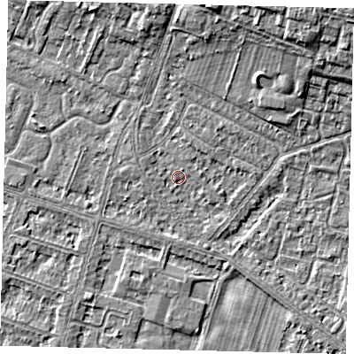 Shaded relief map of the ground around HU80NQ, computed from Environment Agency LiDAR. The ground here sits at about 2 m above sea level and falls 8 m across the surrounding 800 m. Surface water reaching this point runs off ground lying to the north-north-east, 7.4 m higher.