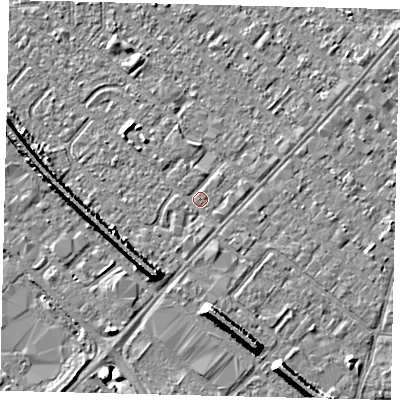 Shaded relief map of the ground around HU87SU, computed from Environment Agency LiDAR. The ground here sits at about 3 m above sea level and falls 7 m across the surrounding 800 m. Surface water reaching this point runs off ground lying to the south-east, 0.7 m higher.