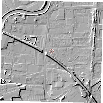 Shaded relief map of the ground around HU88DR, computed from Environment Agency LiDAR. The ground here sits at about 3 m above sea level and falls 9 m across the surrounding 800 m. Surface water reaching this point runs off ground lying to the south-east, 7.2 m higher.