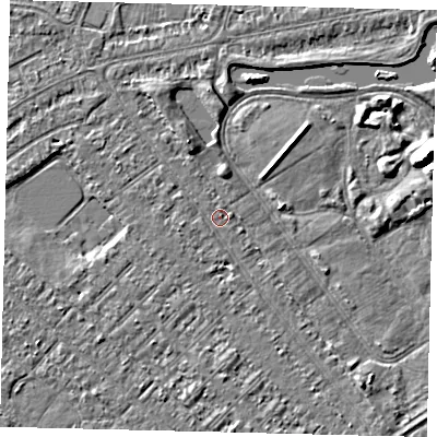 Shaded relief map of the ground around HU88LN, computed from Environment Agency LiDAR. The ground here sits at about 2 m above sea level and falls 5 m across the surrounding 800 m. Surface water reaching this point runs off ground lying to the north-west, 0.6 m higher.