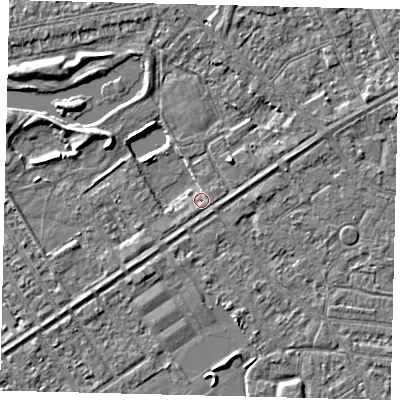 Shaded relief map of the ground around HU89AN, computed from Environment Agency LiDAR. The ground here sits at about 2 m above sea level and falls 3 m across the surrounding 800 m. Surface water reaching this point runs off ground lying to the south-south-west, 1.2 m higher.
