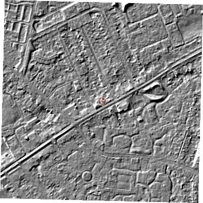 Shaded relief map of the ground around HU89AZ, computed from Environment Agency LiDAR. The ground here sits at about 2 m above sea level and falls 3 m across the surrounding 800 m. Surface water reaching this point runs off ground lying to the south-west, 1.3 m higher.