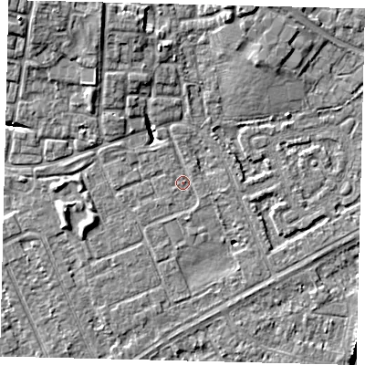 Shaded relief map of the ground around HU89DD, computed from Environment Agency LiDAR. The ground here sits at about 2 m above sea level and falls 8 m across the surrounding 800 m. Surface water reaching this point runs off ground lying to the north-north-west, 5.7 m higher.