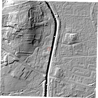 Shaded relief map of the ground around HU89DN, computed from Environment Agency LiDAR. The ground here sits at about 2 m above sea level and falls 14 m across the surrounding 800 m. Surface water reaching this point runs off ground lying to the north-west, 7.8 m higher.