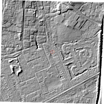 Shaded relief map of the ground around HU89DT, computed from Environment Agency LiDAR. The ground here sits at about 2 m above sea level and falls 9 m across the surrounding 800 m. Surface water reaching this point runs off ground lying to the south-south-west, 1.1 m higher.