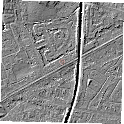 Shaded relief map of the ground around HU89EG, computed from Environment Agency LiDAR. The ground here sits at about 2 m above sea level and falls 6 m across the surrounding 800 m. Surface water reaching this point runs off ground lying to the north-north-west, 3.2 m higher.