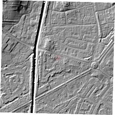 Shaded relief map of the ground around HU89EH, computed from Environment Agency LiDAR. The ground here sits at about 3 m above sea level and falls 11 m across the surrounding 800 m. Surface water reaching this point runs off ground lying to the north-west, 1.4 m higher.