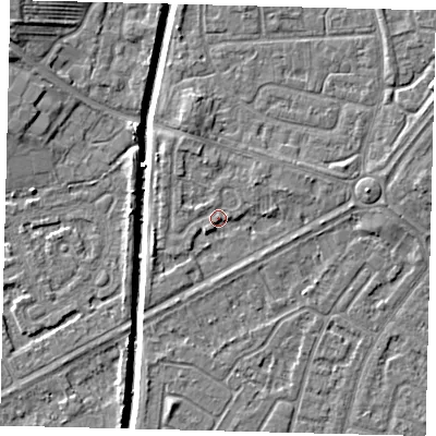 Shaded relief map of the ground around HU89EN, computed from Environment Agency LiDAR. The ground here sits at about 3 m above sea level and falls 8 m across the surrounding 800 m. Surface water reaching this point runs off ground lying to the north-east, 2.1 m higher.