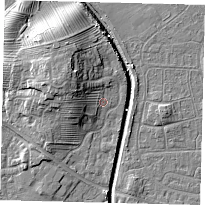 Shaded relief map of the ground around HU89EQ, computed from Environment Agency LiDAR. The ground here sits at about 3 m above sea level and falls 14 m across the surrounding 800 m. Surface water reaching this point runs off ground lying to the west, 7.8 m higher.