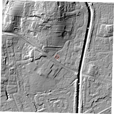 Shaded relief map of the ground around HU89HB, computed from Environment Agency LiDAR. The ground here sits at about 3 m above sea level and falls 14 m across the surrounding 800 m. Surface water reaching this point runs off ground lying to the west-south-west, 1.8 m higher.