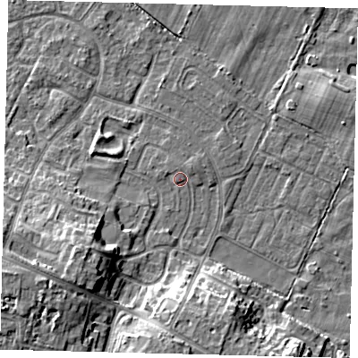 Shaded relief map of the ground around HU89JG, computed from Environment Agency LiDAR. The ground here sits at about 2 m above sea level and falls 11 m across the surrounding 800 m. Surface water reaching this point runs off ground lying to the north-east, 0.9 m higher.