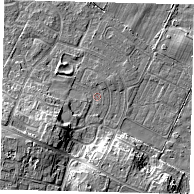 Shaded relief map of the ground around HU89JJ, computed from Environment Agency LiDAR. The ground here sits at about 2 m above sea level and falls 11 m across the surrounding 800 m. Surface water reaching this point runs off ground lying to the south-west, 6.6 m higher.