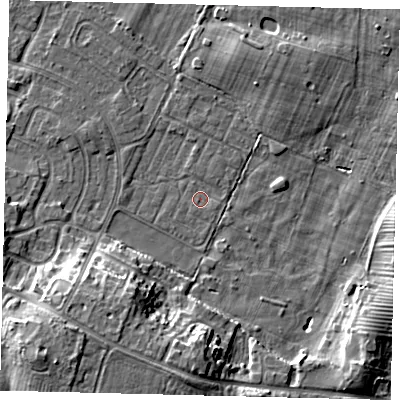 Shaded relief map of the ground around HU89JR, computed from Environment Agency LiDAR. The ground here sits at about 1 m above sea level and falls 10 m across the surrounding 800 m. Surface water reaching this point runs off ground lying to the south, 9.0 m higher.