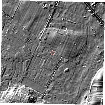 Shaded relief map of the ground around HU89JU, computed from Environment Agency LiDAR. The ground here sits at about 2 m above sea level and falls 11 m across the surrounding 800 m. Surface water reaching this point runs off ground lying to the north-north-east, 2.5 m higher.