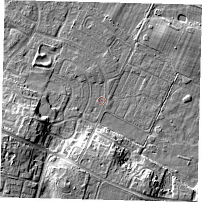 Shaded relief map of the ground around HU89LD, computed from Environment Agency LiDAR. The ground here sits at about 1 m above sea level and falls 11 m across the surrounding 800 m. Surface water reaching this point runs off ground lying to the south, 8.5 m higher.
