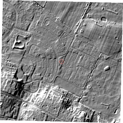 Shaded relief map of the ground around HU89LG, computed from Environment Agency LiDAR. The ground here sits at about 1 m above sea level and falls 11 m across the surrounding 800 m. Surface water reaching this point runs off ground lying to the south-south-east, 8.9 m higher.