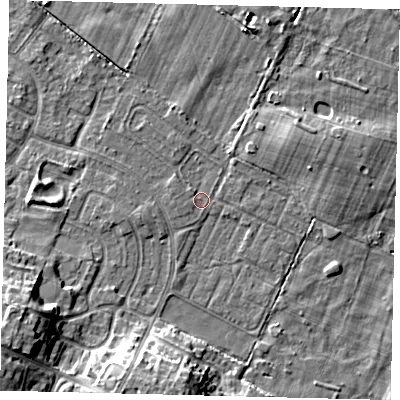 Shaded relief map of the ground around HU89LH, computed from Environment Agency LiDAR. The ground here sits at about 2 m above sea level and falls 10 m across the surrounding 800 m. Surface water reaching this point runs off ground lying to the south-west, 9.4 m higher.