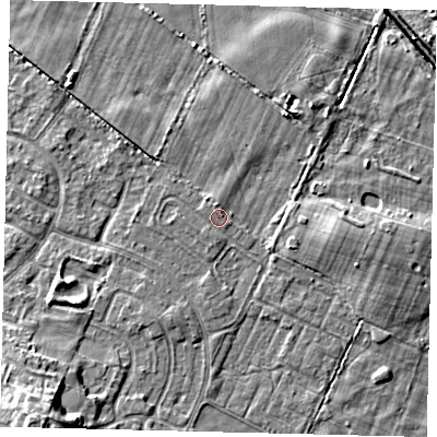 Shaded relief map of the ground around HU89LJ, computed from Environment Agency LiDAR. The ground here sits at about 2 m above sea level and falls 11 m across the surrounding 800 m. Surface water reaching this point runs off ground lying to the north-north-west, 1.4 m higher.