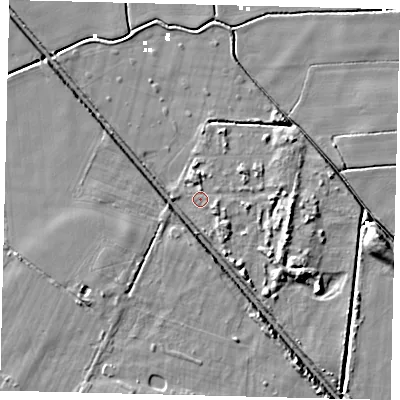 Shaded relief map of the ground around HU89LR, computed from Environment Agency LiDAR. The ground here sits at about 2 m above sea level and falls 9 m across the surrounding 800 m. Surface water reaching this point runs off ground lying to the south-east, 1.8 m higher.