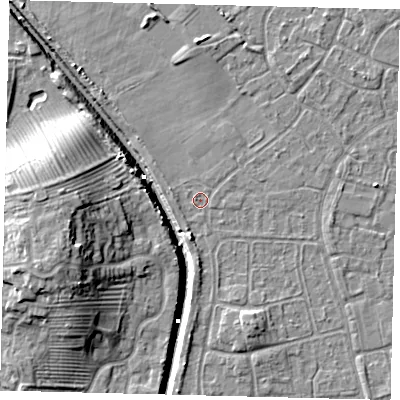 Shaded relief map of the ground around HU89NB, computed from Environment Agency LiDAR. The ground here sits at about 2 m above sea level and falls 14 m across the surrounding 800 m. Surface water reaching this point runs off ground lying to the south-south-east, 3.1 m higher.