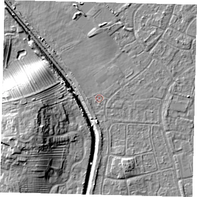 Shaded relief map of the ground around HU89ND, computed from Environment Agency LiDAR. The ground here sits at about 2 m above sea level and falls 14 m across the surrounding 800 m. Surface water reaching this point runs off ground lying to the south-west, 0.8 m higher.