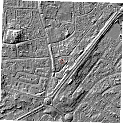 Shaded relief map of the ground around HU89PH, computed from Environment Agency LiDAR. The ground here sits at about 3 m above sea level and falls 4 m across the surrounding 800 m. Surface water reaching this point runs off ground lying to the west-south-west, 0.8 m higher.