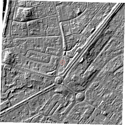 Shaded relief map of the ground around HU89PL, computed from Environment Agency LiDAR. The ground here sits at about 2 m above sea level and falls 7 m across the surrounding 800 m. Surface water reaching this point runs off ground lying to the north-east, 1.9 m higher.