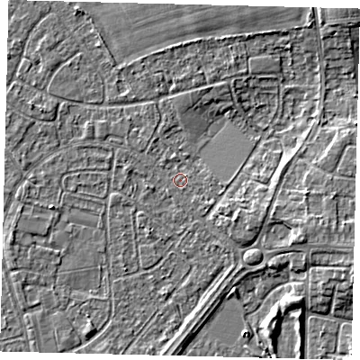 Shaded relief map of the ground around HU89SD, computed from Environment Agency LiDAR. The ground here sits at about 2 m above sea level and falls 5 m across the surrounding 800 m. Surface water reaching this point runs off ground lying to the north-east, 3.9 m higher.