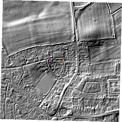 Shaded relief map of the ground around HU89SS, computed from Environment Agency LiDAR. The ground here sits at about 3 m above sea level and falls 5 m across the surrounding 800 m. Surface water reaching this point runs off ground lying to the north-north-east, 3.6 m higher.