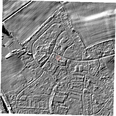 Shaded relief map of the ground around HU89SZ, computed from Environment Agency LiDAR. The ground here sits at about 2 m above sea level and falls 9 m across the surrounding 800 m. Surface water reaching this point runs off ground lying to the south-south-west, 0.7 m higher.
