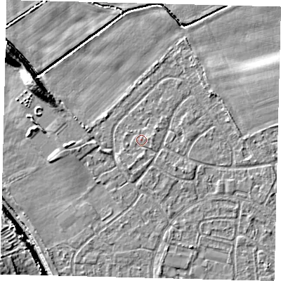 Shaded relief map of the ground around HU89TH, computed from Environment Agency LiDAR. The ground here sits at about 3 m above sea level and falls 9 m across the surrounding 800 m. Surface water reaching this point runs off ground lying to the south-south-west, 0.9 m higher.