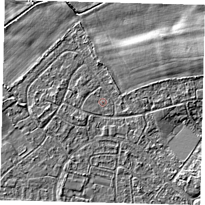 Shaded relief map of the ground around HU89TR, computed from Environment Agency LiDAR. The ground here sits at about 2 m above sea level and falls 5 m across the surrounding 800 m. Surface water reaching this point runs off ground lying to the south-west, 0.6 m higher.