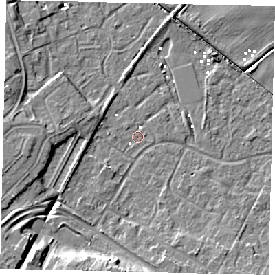 Shaded relief map of the ground around HU89UJ, computed from Environment Agency LiDAR. The ground here sits at about 0 m above sea level and falls 11 m across the surrounding 800 m. Surface water reaching this point runs off ground lying to the south-south-west, 10.1 m higher.