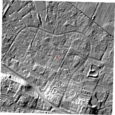 Shaded relief map of the ground around HU89UP, computed from Environment Agency LiDAR. The ground here sits at about 1 m above sea level and falls 12 m across the surrounding 800 m. Surface water reaching this point runs off ground lying to the south-south-west, 2.2 m higher.