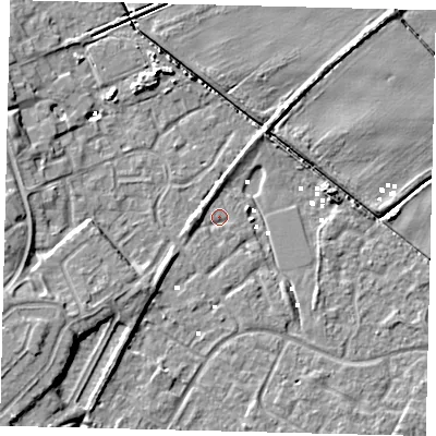 Shaded relief map of the ground around HU89UZ, computed from Environment Agency LiDAR. The ground here sits at about 1 m above sea level and falls 8 m across the surrounding 800 m. Surface water reaching this point runs off ground lying to the north, 1.7 m higher.
