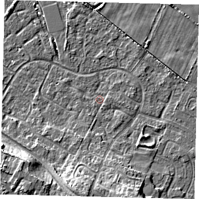 Shaded relief map of the ground around HU89WD, computed from Environment Agency LiDAR. The ground here sits at about 1 m above sea level and falls 12 m across the surrounding 800 m. Surface water reaching this point runs off ground lying to the south, 10.0 m higher.