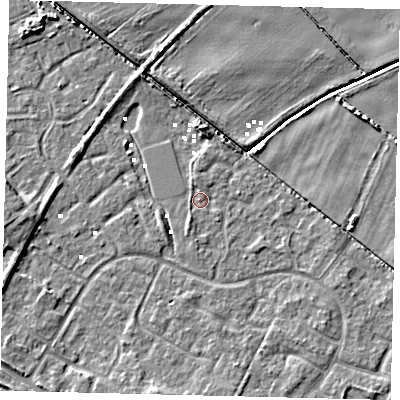 Shaded relief map of the ground around HU89XN, computed from Environment Agency LiDAR. The ground here sits at about 1 m above sea level and falls 5 m across the surrounding 800 m. Surface water reaching this point runs off ground lying to the south-south-west, 1.3 m higher.