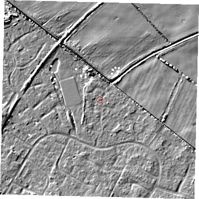 Shaded relief map of the ground around HU89XP, computed from Environment Agency LiDAR. The ground here sits at about 1 m above sea level and falls 5 m across the surrounding 800 m. Surface water reaching this point runs off ground lying to the north, 1.6 m higher.