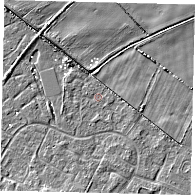 Shaded relief map of the ground around HU89XQ, computed from Environment Agency LiDAR. The ground here sits at about 1 m above sea level and falls 5 m across the surrounding 800 m. Surface water reaching this point runs off ground lying to the north-north-west, 1.6 m higher.