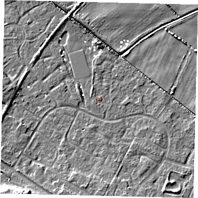 Shaded relief map of the ground around HU89XR, computed from Environment Agency LiDAR. The ground here sits at about 1 m above sea level and falls 10 m across the surrounding 800 m. Surface water reaching this point runs off ground lying to the west, 0.7 m higher.