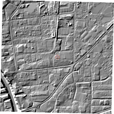 Shaded relief map of the ground around HU91BS, computed from Environment Agency LiDAR. The ground here sits at about 3 m above sea level and falls 8 m across the surrounding 800 m. Surface water reaching this point runs off ground lying to the south, 0.7 m higher.