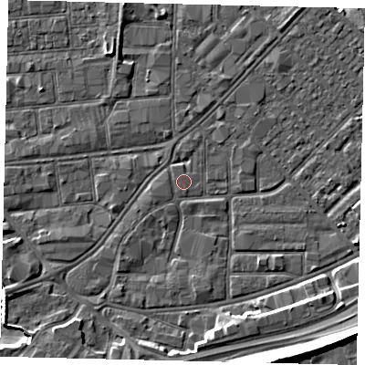 Shaded relief map of the ground around HU91DP, computed from Environment Agency LiDAR. The ground here sits at about 3 m above sea level and falls 12 m across the surrounding 800 m. Surface water reaching this point runs off ground lying to the west-south-west, 0.7 m higher.