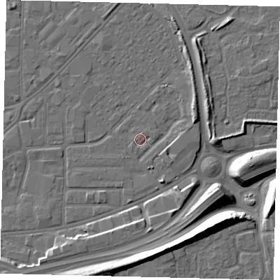 Shaded relief map of the ground around HU91EE, computed from Environment Agency LiDAR. The ground here sits at about 3 m above sea level and falls 12 m across the surrounding 800 m. Surface water reaching this point runs off ground lying to the south-west, 1.0 m higher.