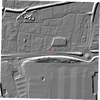 Shaded relief map of the ground around HU91RA, computed from Environment Agency LiDAR. The ground here sits at about 3 m above sea level and falls 9 m across the surrounding 800 m. Surface water reaching this point runs off ground lying to the north-north-east, 1.3 m higher.