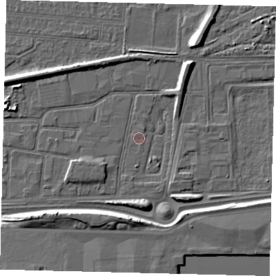 Shaded relief map of the ground around HU91SD, computed from Environment Agency LiDAR. The ground here sits at about 2 m above sea level and falls 7 m across the surrounding 800 m. Surface water reaching this point runs off ground lying to the south-west, 6.5 m higher.