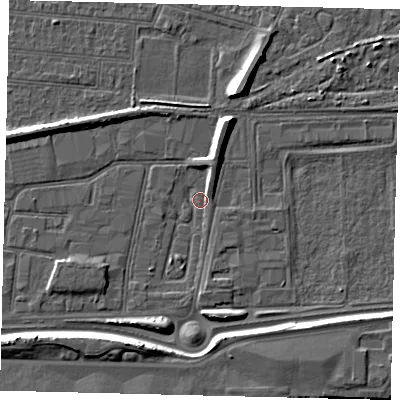 Shaded relief map of the ground around HU91SL, computed from Environment Agency LiDAR. The ground here sits at about 2 m above sea level and falls 7 m across the surrounding 800 m. Surface water reaching this point runs off ground lying to the north-north-east, 6.0 m higher.